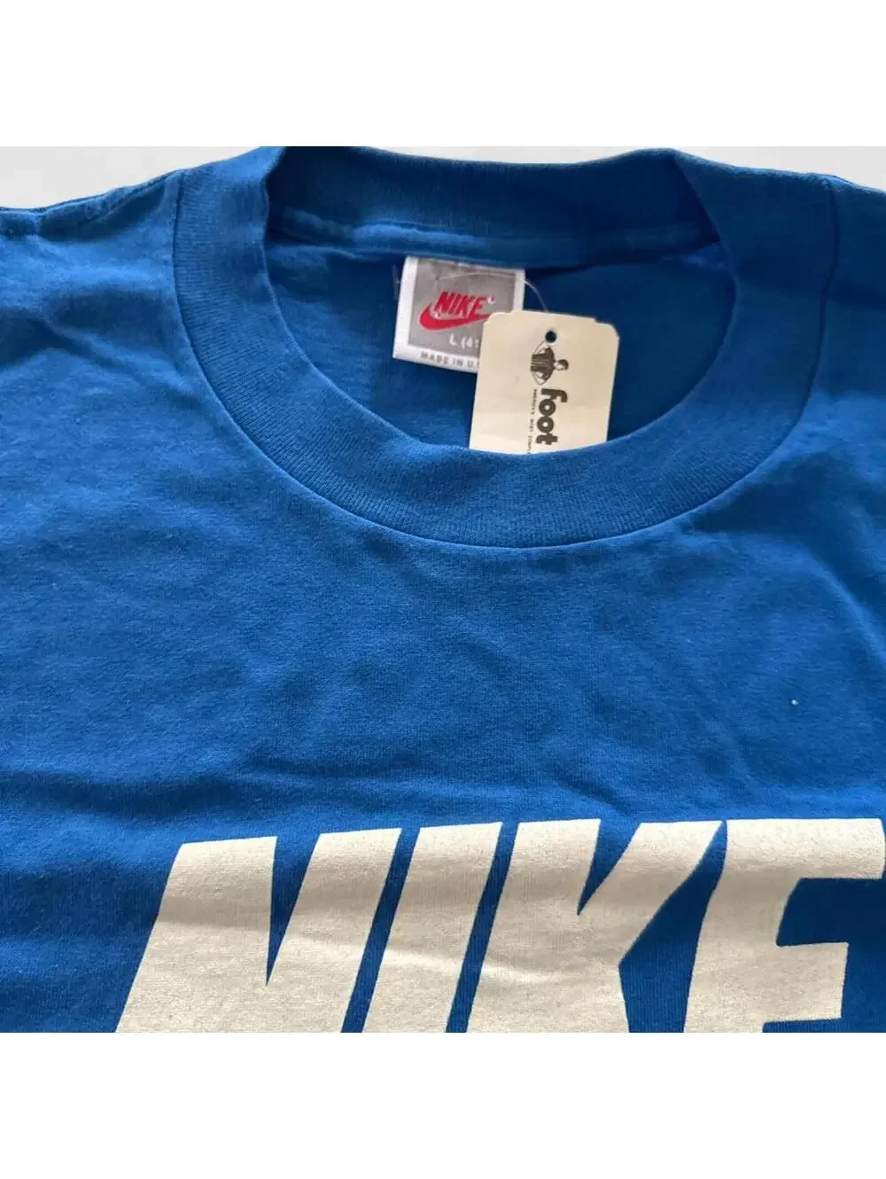 Vintage Nike Air Swoosh blue T Shirt Tee 90s Single Stitch Size L. Not Faded